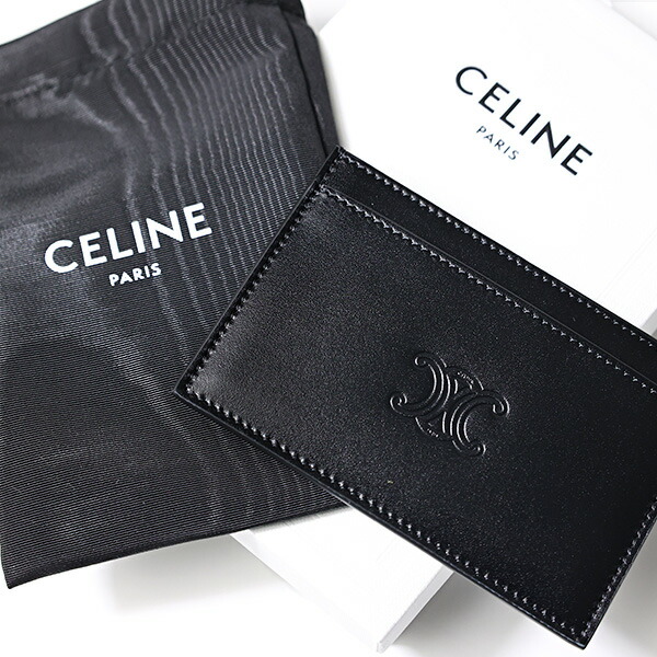 現地セール【CELINE】セリーヌ BUSINESS CARD HOLDER トリオンフ トリオンフフラップ付きカードホルダー / シャイニーカーフ