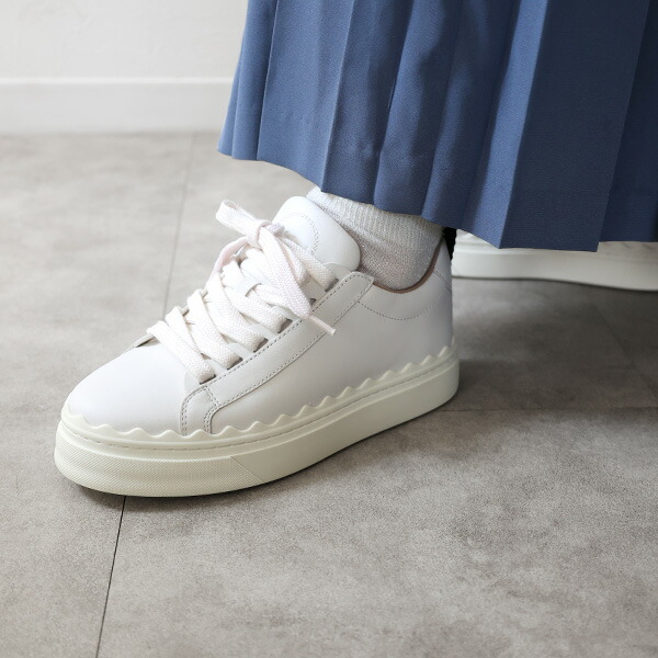 クロエ Chloe レザーメッシュスニーカー 38(約25cm) ホワイト