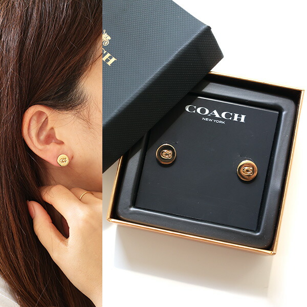 新品＊正規品 COACH コーチ ピアス シグネチャー フープ ブラック シグネチャー フープ ピアス（ピアス（両耳用））｜COACH