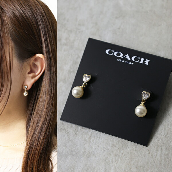 Coach コーチ ピアス Heart Pearl Drop Earrings 37479055 レディース ハート パール ドロップ 両耳用 アクセサリー LaG Onlinestore