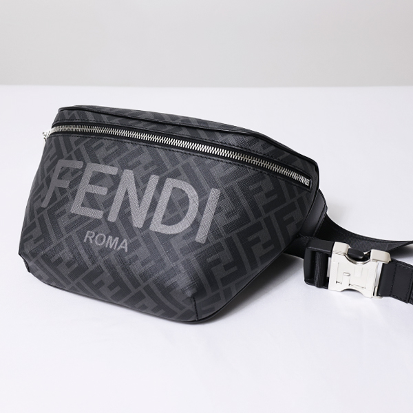 お歳暮 FENDI フェンディ Belt Bag Black FF Fabric ベルトバッグ