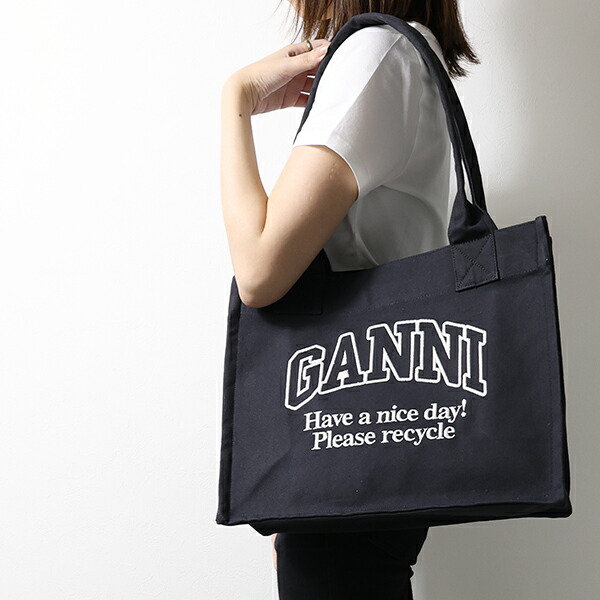 トートバッグ Ganni SS25 (A6351 983) GANNI ガニー トートバッグ バッグ ロゴトート ハンドバッグ A4