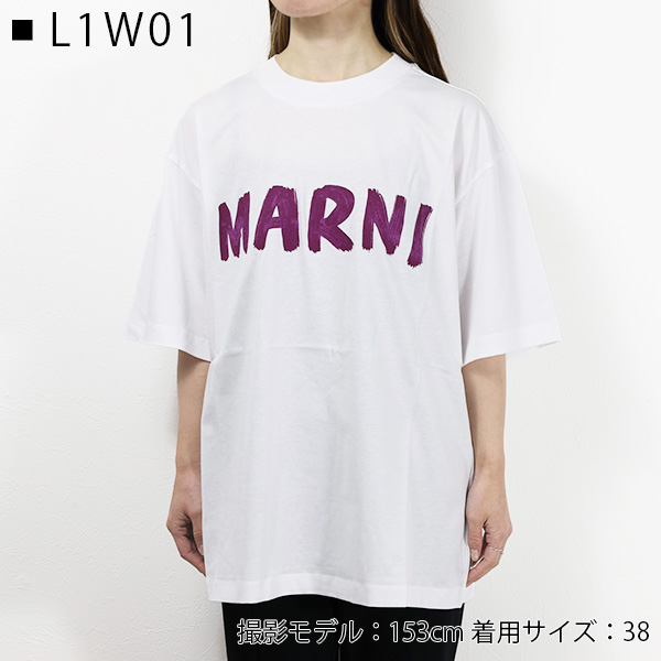 MARNI マルニ Oversized T-Shirt 半袖 USCS11 Logo クルーネック ロゴT