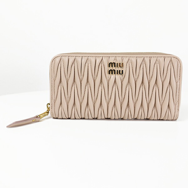 【 正規品 美品 】新作 マテラッセレザー ジップアラウンド長財布 miumiu ミュウミュウ マテラッセレザー ジップアラウンド長財布