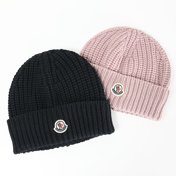 MONCLER モンクレール HAT ニット帽 ビーニー ニットキャップ 帽子 リブ ロゴ アイコンパッチ ウール レディース 3B000 48 M1131 LaG Onlinestore|LaG OnlineStore 店
