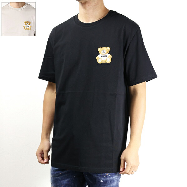 Moschino モスキーノ Tシャツ Teddy Bear Logo T-Shirts V072370410 555 メンズ 半袖 クルーネック カットソー テディベア ロゴ刺繍 コットン ロゴT LaG Onlinestore