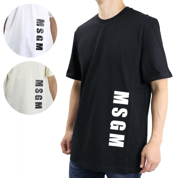 MSGM エムエスジイエム 半袖 Tシャツ クルーネック ペイントロゴ MSGM エムエスジーエム LOGO ON THE NECK T-SHIRTS ロゴ ネック