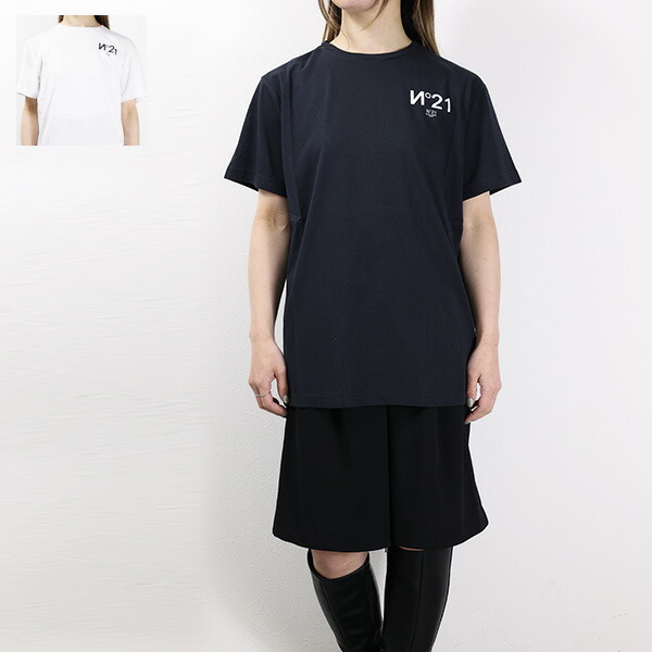N 21 ヌメロヴェントゥーノ Logo Print T-Shirt Tシャツ 半袖 クルーネック ロゴT ロゴプリント コットン レディース F0516331 LaG Onlinestore|LaG OnlineStore 店