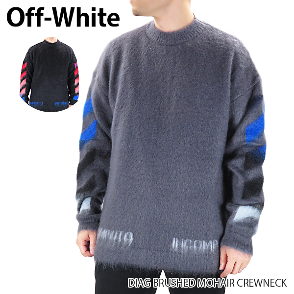 熱い販売 Off White オフホワイト DIAG BRUSHED MOHAIR CREWNECK