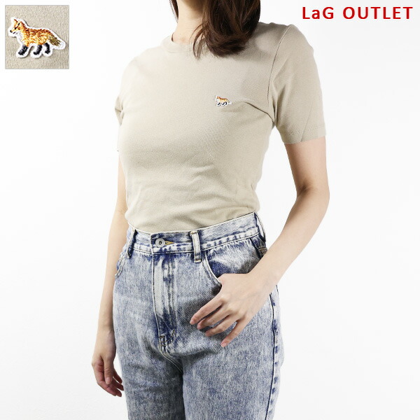 メゾンキツネ baby fox ジェニー着用 半袖ニット 001 Sサイズ セール】BABY FOX PATCH REGULAR SHORT SLEEVES JUMPER（ニット