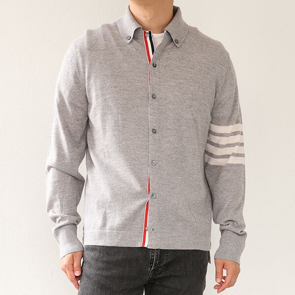 THOM BROWNE トムブラウン ニット Button Down Stripe Sweater MKL001A Y1002 メンズ セーター メリノウール 襟付き ボタンダウン 長袖 ストライプ LaG Onlinestore|LaG OnlineStore 店