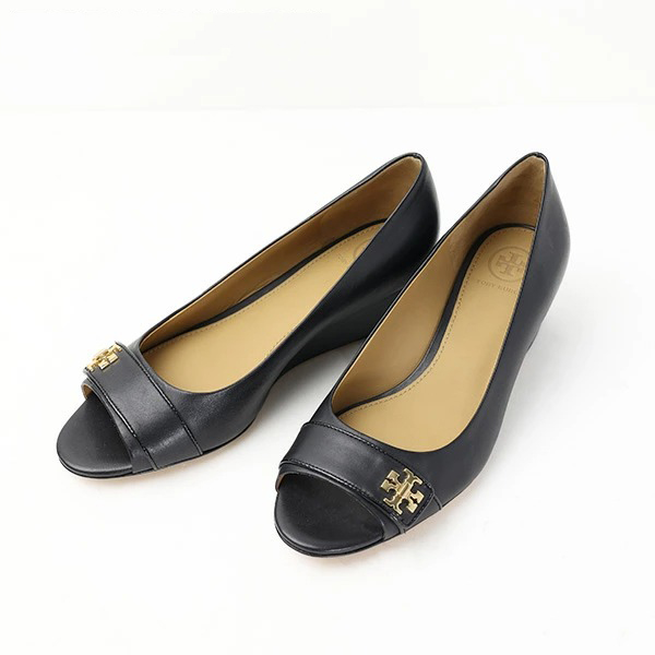 特売 Tory Burch トリーバーチ KIRA OPEN TOE WEDGE パンプス レザー