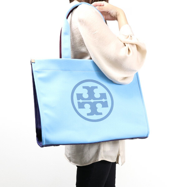 【美品】トリーバーチ エラ トートバッグ レザー×キャンバス ベージュ A4可 TORY BURCH トリーバーチ トートバッグ ELLA CANVAS TOTE エラ