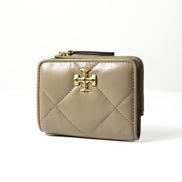 【新品未使用】Tory Burch ゴールド レザー 二つ折り財布 トリーバーチ TORY BURCH 財布 二つ折り ベージュ ゴールド 小物