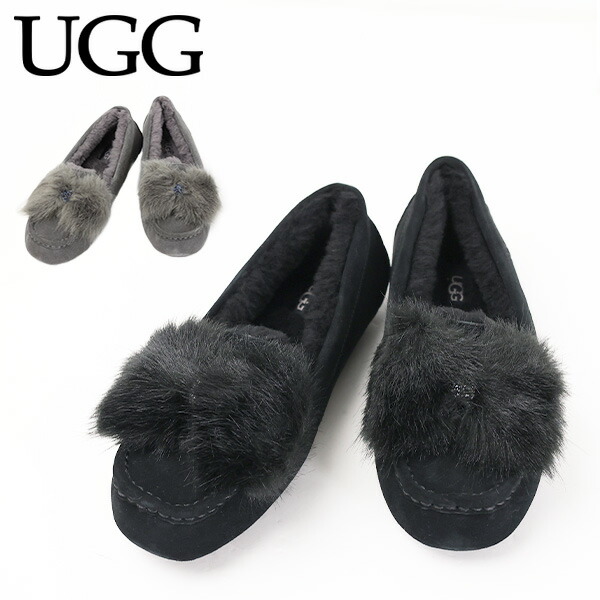 UGG アグ Ansley Puff Bow 1103858 アンスレー スエード ファー リボン モカシン シューズ レディース 正規店仕入れの