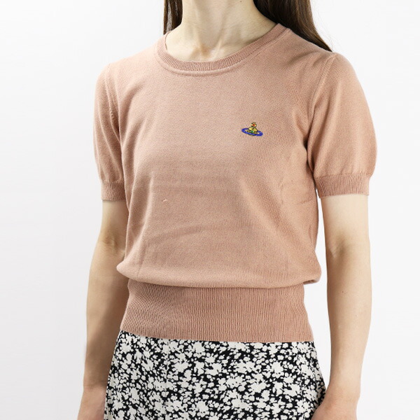 美品✨【ヴィヴィアンウエストウッド】オーブ刺繍 スクエアネック半袖ニットセーター 美品✨【ヴィヴィアンウエストウッド】オーブ刺繍 スクエア