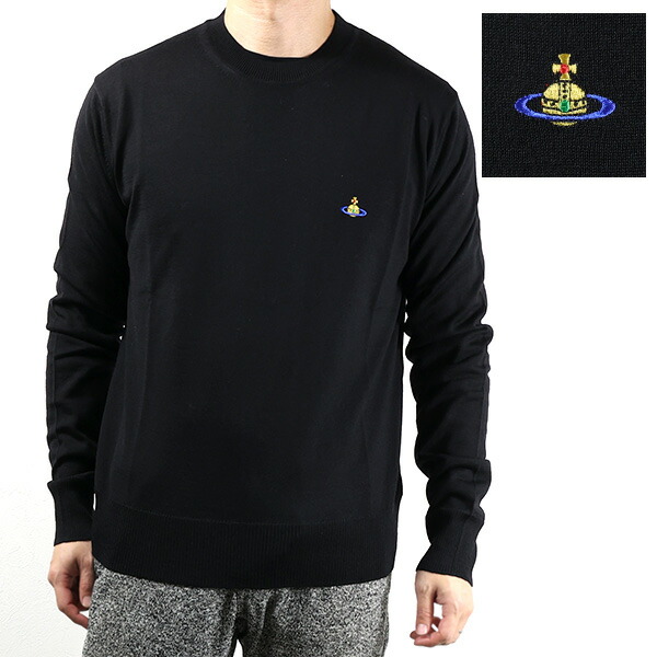 ヴィヴィアンウエストウッド　ウール　セーター　ニット　オーブ ヴィヴィアンウエストウッド ウール ニットセーター オーブ刺繍 黒