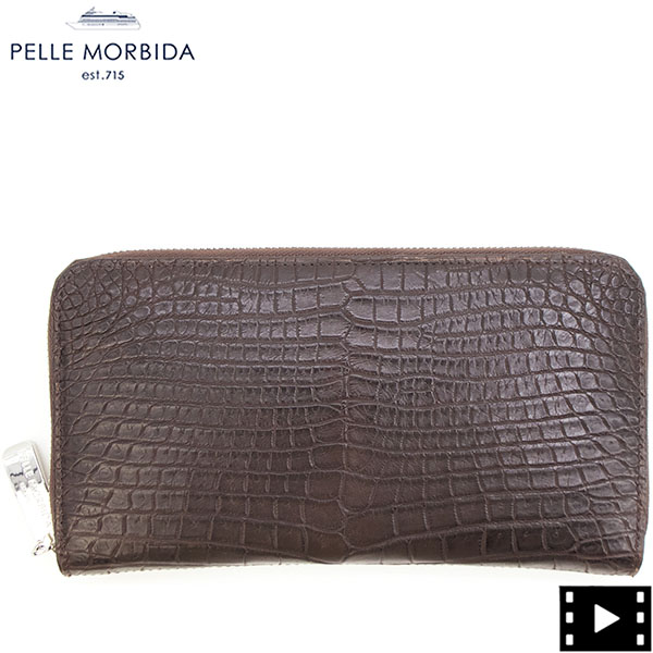 ペッレモルビダ 財布 クロコダイル ラウンドジップ 長財布 PELLE MORBIDA PMO-CRS010 PMO NICOTINE｜ラグラグマーケット