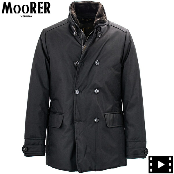 ムーレー 落ち込む メンズ 撥水ポリエステル ダブルブレストダウンジャケット MOORER KURT GF MRE NERO