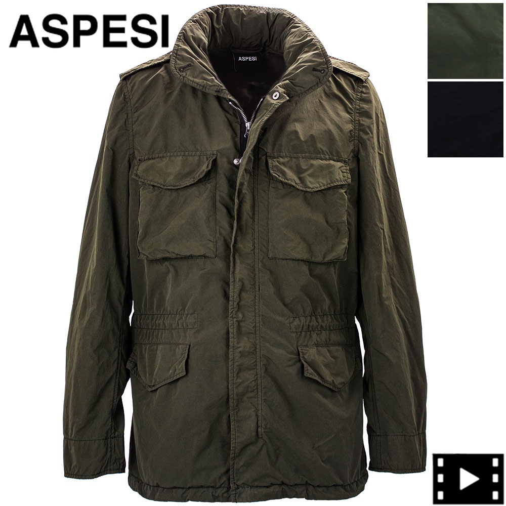 アスペジ ブルゾン メンズ ガーメントダイ ポリエステル ナイロン M-65型フィールドジャケット ASPESI 65 REPLICA ASP 4II721F973