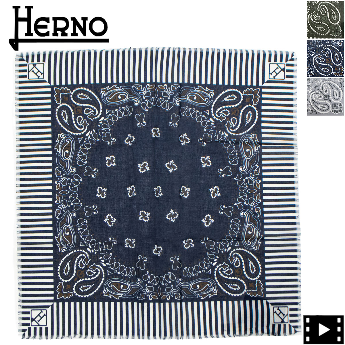 ヘルノ チーフ ペイズリー柄 コットン バンダナ HERNO FOU0001U HER 13325