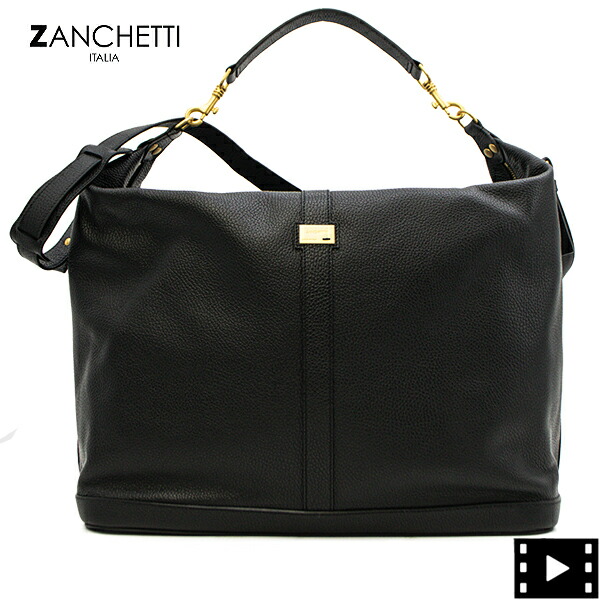 ザンケッティ 御徒面子 シュリンクレザー 2WAY ショルダーバッグ ZANCHETTI WE X 724 B3 ZCT NERO