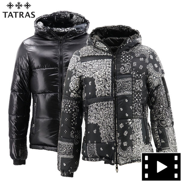 楽天市場 タトラス Tatras メンズ バンダナ柄 リバーシブル フーデットダウンジャケット アグリッパ Agrippa Mtata4731 D Black ブラック ラグラグマーケット