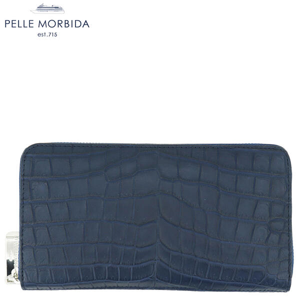 Morbida クロコダイル Blue ブルー ラグラグマーケット21年春夏新作 即日発送 ペッレモルビダ メンズ財布 Pelle ラウンドジップ Pelle 国内正規品 長財布 ペッレモルビダ Pmo Crs010