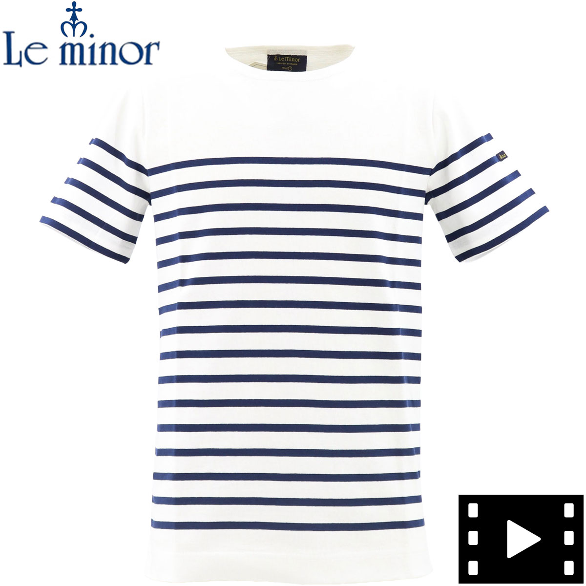 楽天市場 ルミノア Le Minor メンズ コットン ボーダー クルーネック 半袖tシャツ Us h Lmn Base Blanche D69 ホワイト ブルー ラグラグマーケット