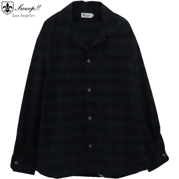 【セール 半額以下】スウィープ ロサンゼルス シャツ メンズ ストレッチツイル ブラックウォッチ ビックシルエットシャツ Sweep!! LosAngeles SL130022 SWP NAVY（ネイビー）【返品交換不可】 special priceBM