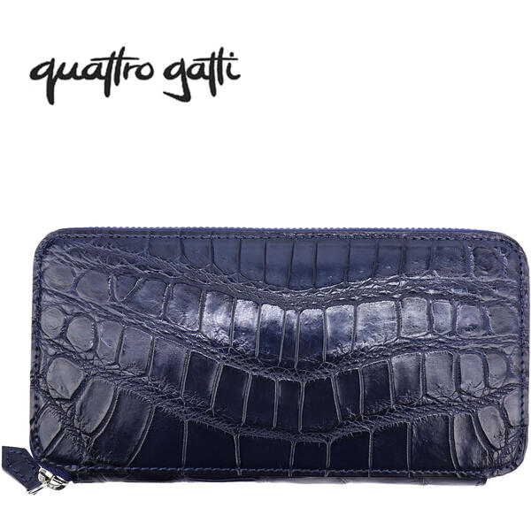 長財布 Quattro シルバーラウンドジップ Navy ネイビー ラグラグマーケット国内正規品 シルバーラウンドジップ クロコダイル Gatti 8101 Navy ネイビー バッグ 小物 ブランド雑貨 即日発送 クアトロガッティ Berrioslawfirm Com