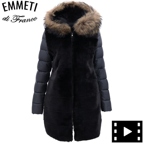 楽天市場 セール エンメティ Emmeti レディース フードファー付き ムートン ダウン コート Alyson Nero ブラック 返品交換不可 Special Priceal ラグラグマーケット