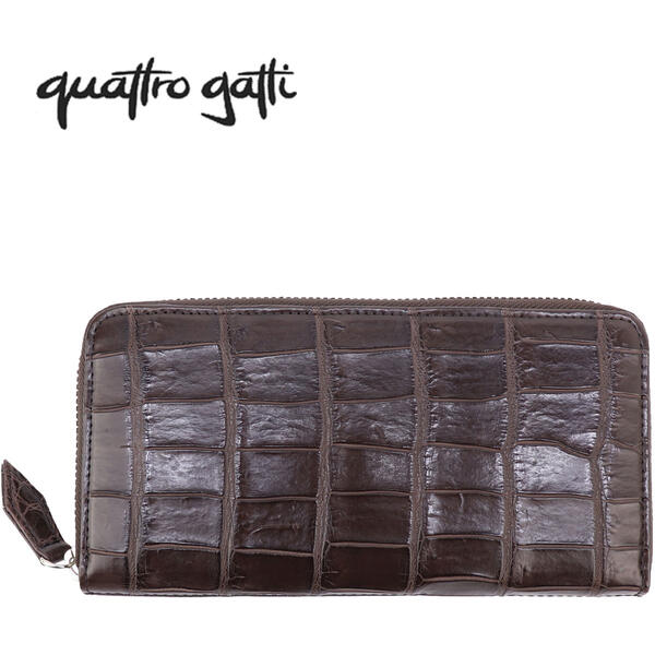 【セール】クアトロガッティ 財布 クロコダイル ラウンドジップ 長財布 QUATTRO GATTI 8137 BROWN（ブラウン）【返品交換不可】 special priceAM special priceAL,m-zasale,l-zasale