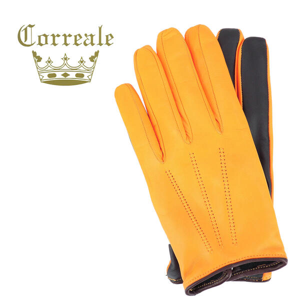 国内正規品 即日発送 Correale gloves コレアーレグローブス メンズ シープスキン ナッパレザー カシミア タッチパネル対応 グローブ 手袋 CRM-6072（イエロー）