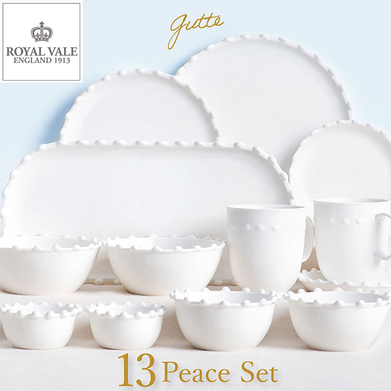 円 新品入荷 韓国食器 食器セット ペア 13点 結婚式 ギフト プレゼント 結婚祝い 新築祝い 洋食器セット 8種類 おしゃれ ペアセット ロイヤルヴェール 英国 白い食器 シンプル セラミック食器 かわいい ホワイト 二人 ブランド ファミリー 北欧 Royal Vale Gutte