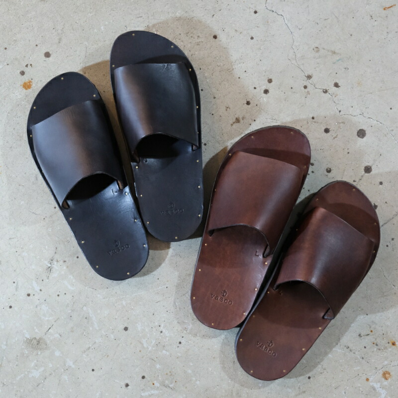 VASCO ヴァスコ【VS-100L】【LEATHER TRAVEL SANDAL】レザートラベルサンダル 姫路産レザー 丘染め スライドサンダル 日本製｜LAHAINA
