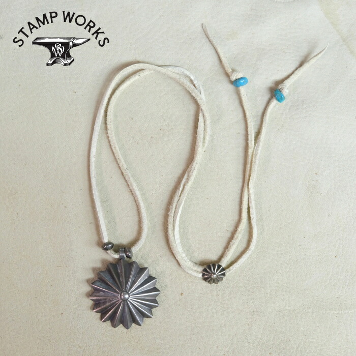 STAMP WORKS スタンプワークス【SWP-008】【Concha Pendant】コンチャペンダント ネックレストップ ハンドメイド シルバー レザーレース付 SILVER｜LAHAINA