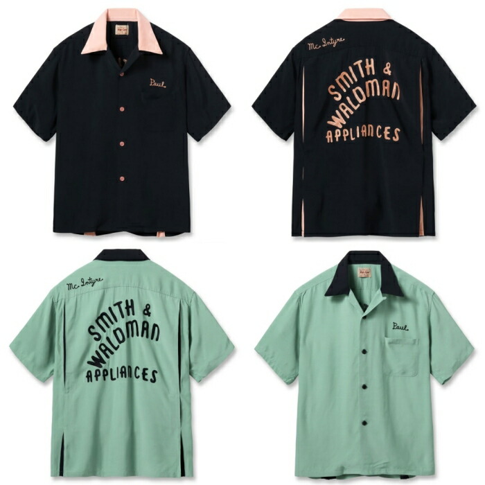 STYLE EYES スタイルアイズ【SE39662】【RAYON BOWLING SHIRT “SMITH \u0026 WALDMAN”】刺し通すプルオーバー オープンカラーシャツ 開襟 半袖 人絹