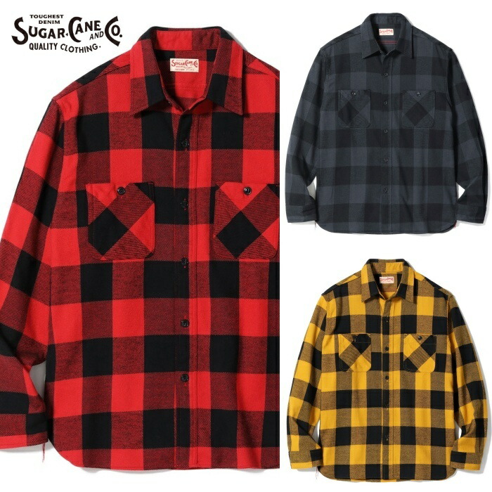 【SUGAR CANE】 シュガーケーン バッファローチェックシャツ 長袖シャツ SUGAR CANE シュガーケーン シャツ 長袖 メンズ レディース ゆったり