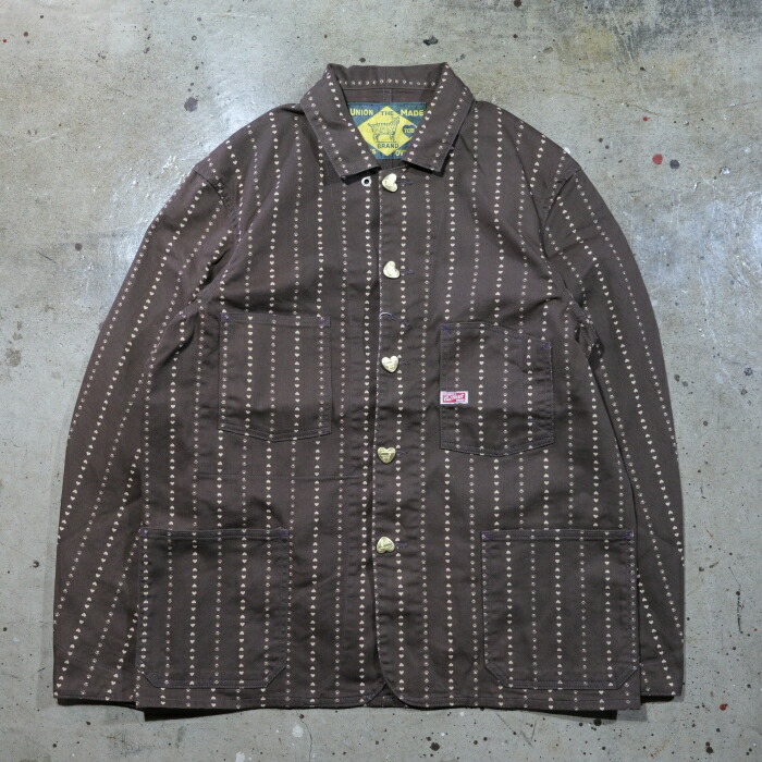 TCB jeans ティーシービージーンズ【Cathartt Chore Coat Brown Paw Stripe】キャットハート ポウストライプ コットン100% 日本製