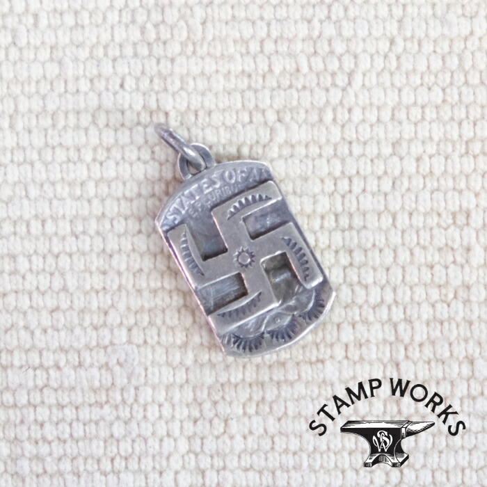 STAMP WORKS 消し印ワークス【SWP-011】【25￠ Coin Pendant】≪Swastika≫ 硬貨シャンデリア スワスティカ 頸飾りとっ始め お手手御手伝いさん しろがね色SILVER