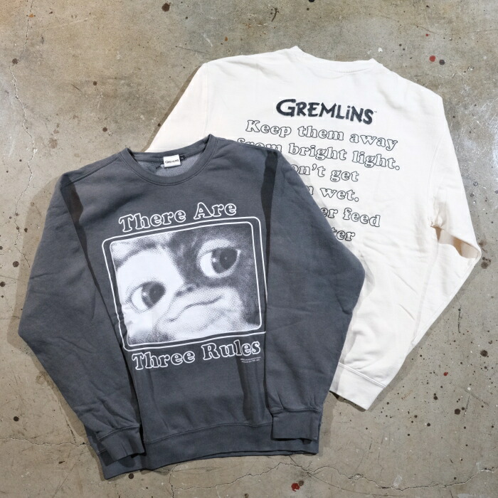 GREMLINS SWEAT グレムリンスウェット【25GR-BW-03】【THERE ARE THREE RULES-Lightweight Crew Sweat-03】ライトウェイトクルースウェット ギズモ