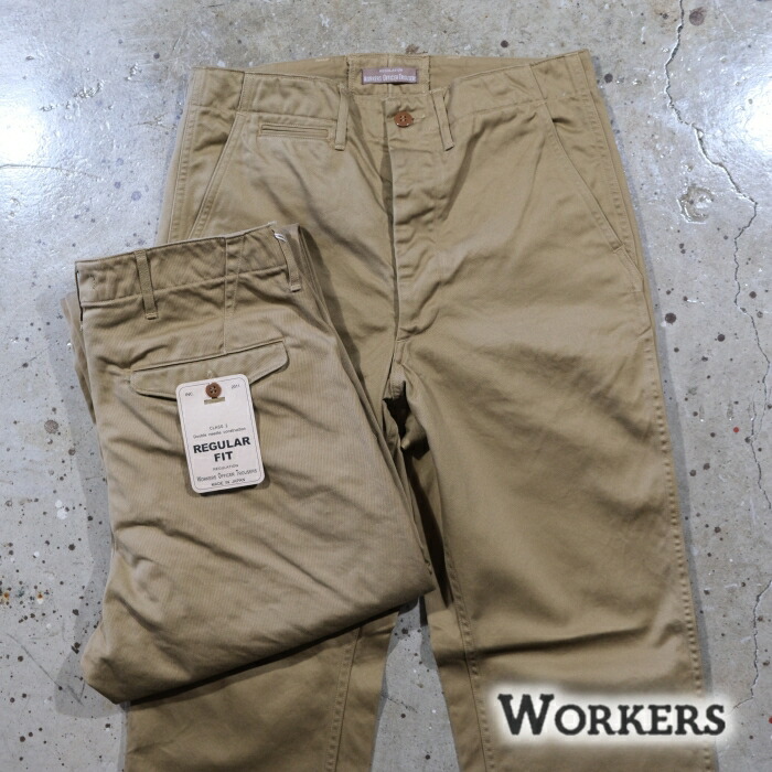 WORKERS ワーカーズ【Officer Trousers Regular Type2】≪USMC Khaki≫オフィサートラウザーズ レギュラー チノパン COTTON100％ 日本製 2026SS｜LAHAINA