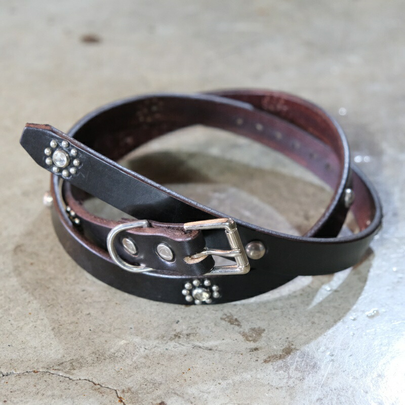 HTC エイチティーシー【STUDS BELT Flower Stone 0.75】スタッズベルト ナローベルト Hollywood Trading Company