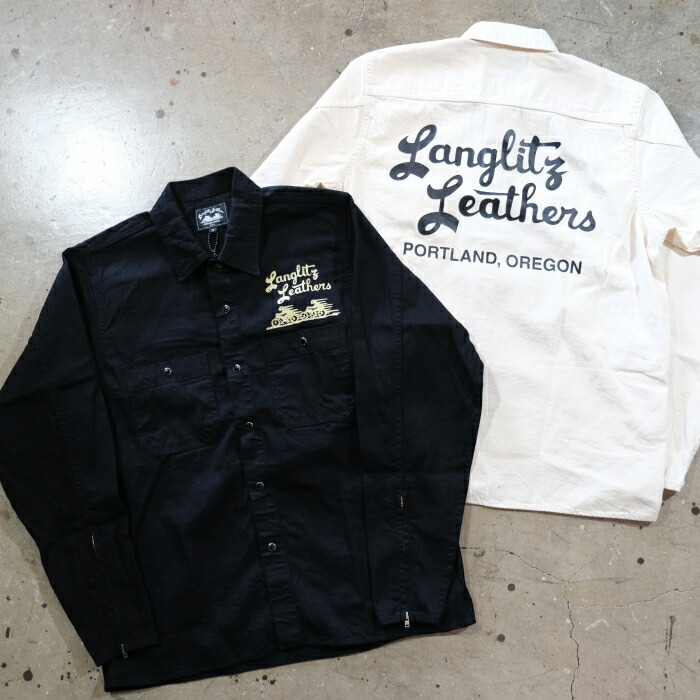 Langlitz Leathers ラングリッツレザーズ【Denim Long Sleeve Work Shirts】≪TypeA刷り上げる≫ ジーンズ L/S 細工物ティーシャツ  ともし火ジーンズ 日本製 メンズファッション-コート・ジャケット
