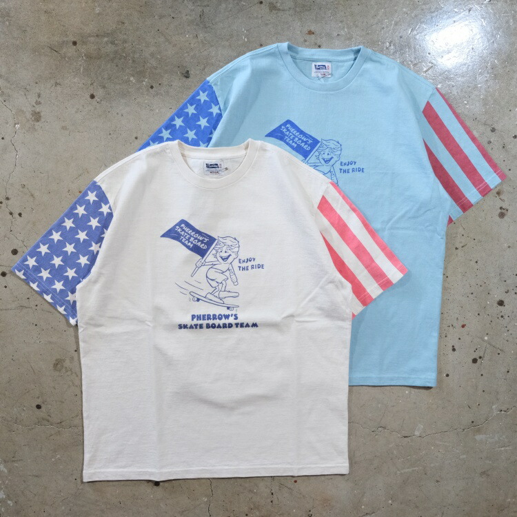 Pherrow's フェローズ 【25S-PSPT2】プリントTシャツ Cotton100% 日本製オリジナルボディ