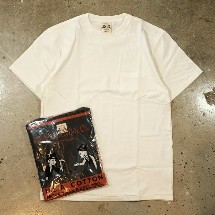 GLAD HAND GH-20 【STANDARD POCKET T-SHIRTS】(後染め仕上がり)グラッドハンド スタンダード ポケットTシャツ 無地 クルーネックTシャツ 胸ポケット LAHAINA グラッドハンド Tシャツ GLADHAND CREW NECK POCKET TEE -WHITE-