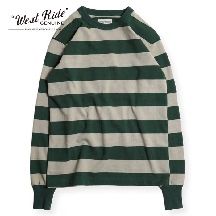 WESTRIDE ウエストライド【HEAVY BORDER LONG TEE】≪SLATE GREEN/SAND≫ヘヴィーボーダー長袖TEE WR目あたらしい上半身 日本製 MADE IN JAPAN