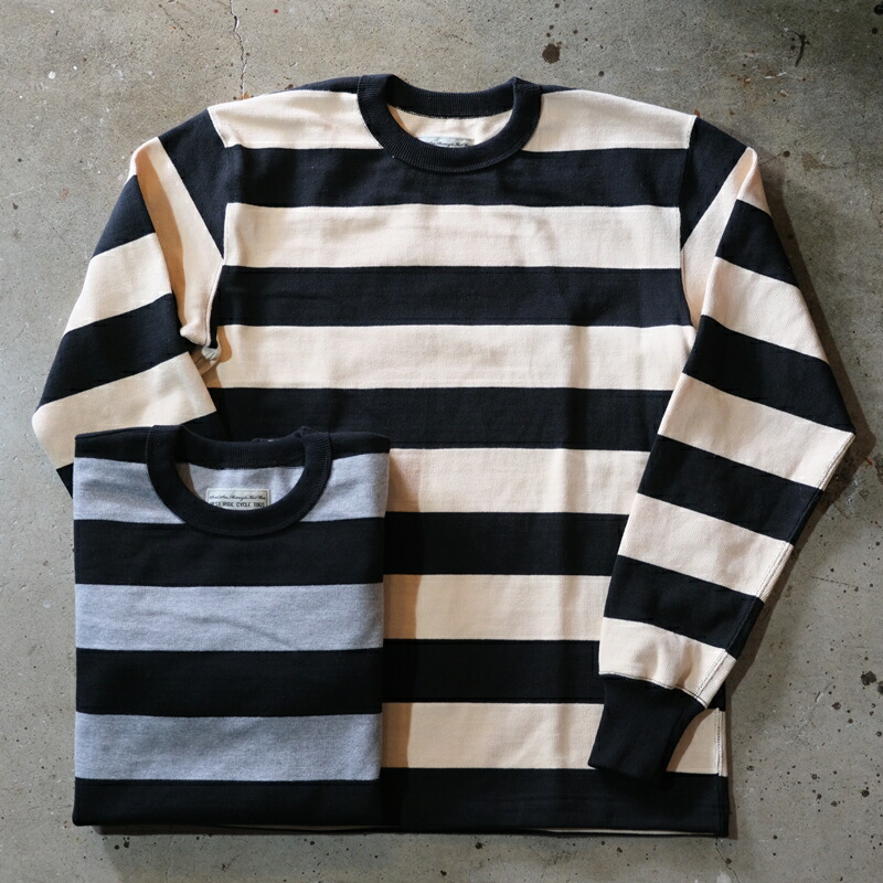 WESTRIDE ウエストライド【HEAVY BORDER LONG TEE】ヘヴィーボーダー長袖TEE 定番色合い【BLK/CRM＆BLK/H.GRY】WR事あたらしい上半身 日本製 MADE IN JAPAN メンズファッション-Tシャツ・カットソー-トップス