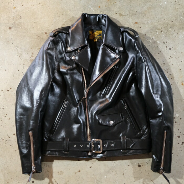 Y\u00272 LEATHER ワイツーレザー【PR-58】【VINTAGE HORSE LIGHT DOUBLE BREASTED MORTORCYCLE JACKET】ビンテージホースライトダブルライダース 馬革 日本製